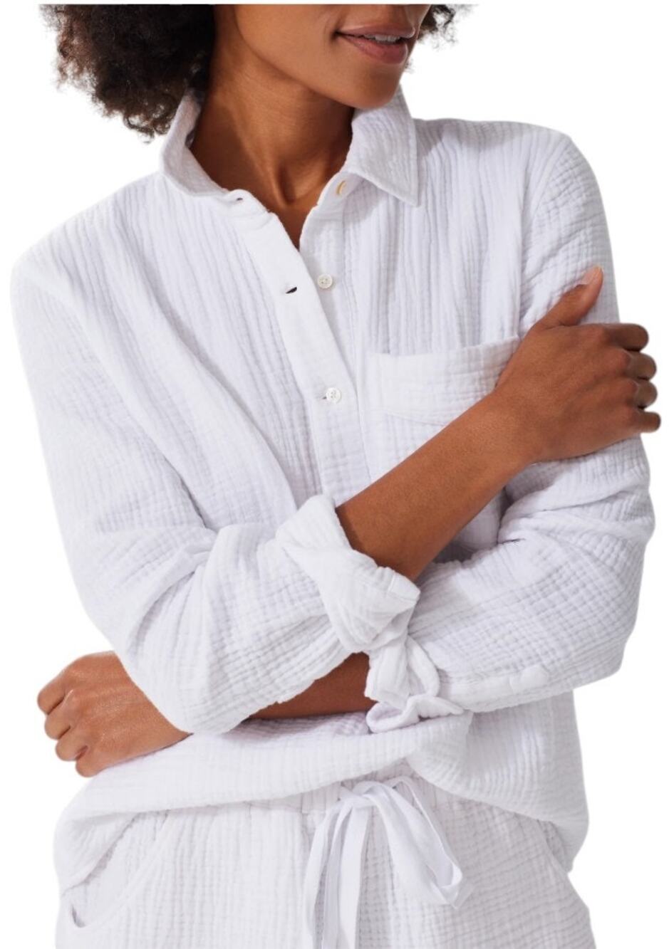 Alice Walk White Triple Gauze Organic Cotton Long Sleeve Cloud Top